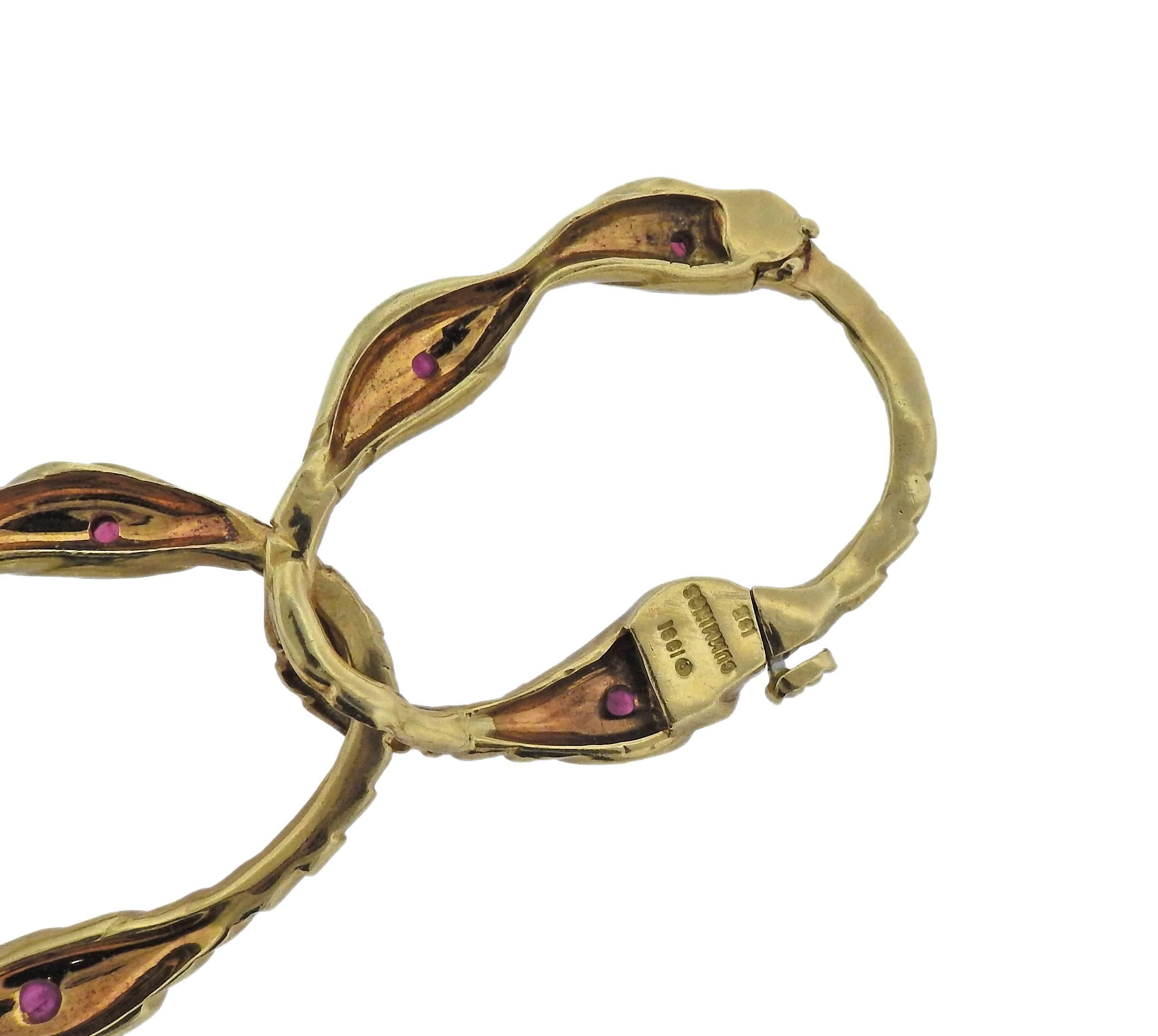 Women's 1980s Angela Cummings Ruby Gold Link Necklace For Sale