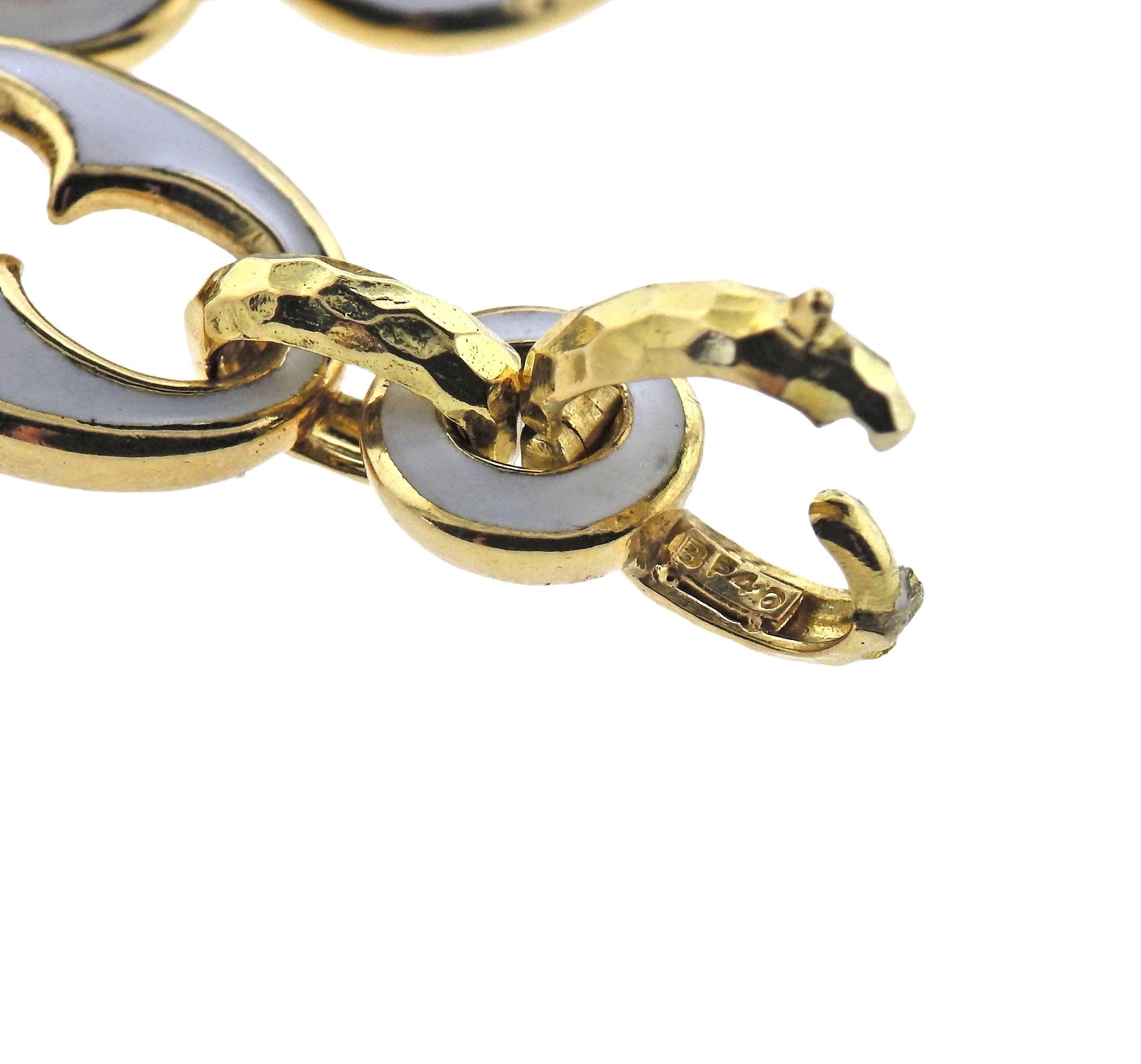 David Webb White Enamel Gold Necklace Bracelet Suite 2