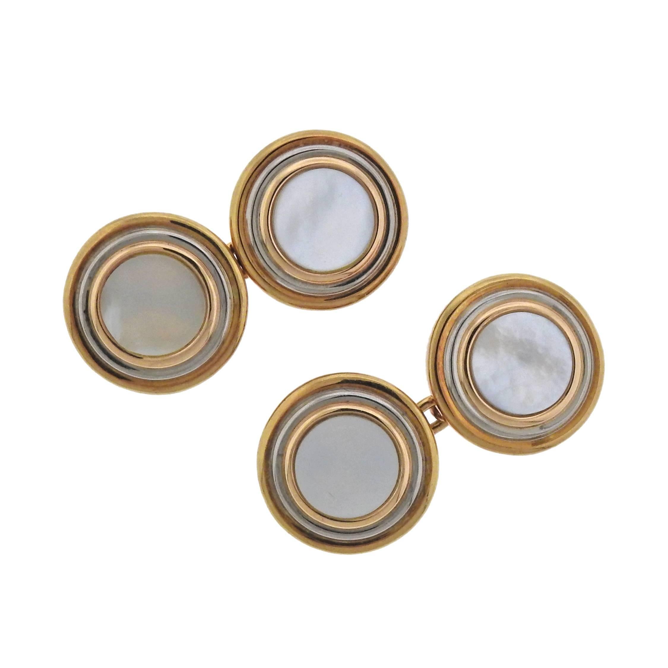 Cartier Trinity Mother-of-Pearl Gold Cufflinks