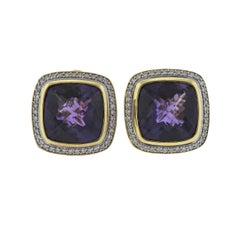 David Yurman Albion Amethyst Diamond Gold Earrings