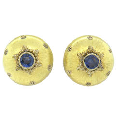 Buccellati Macri Sapphire Gold Button Earrings