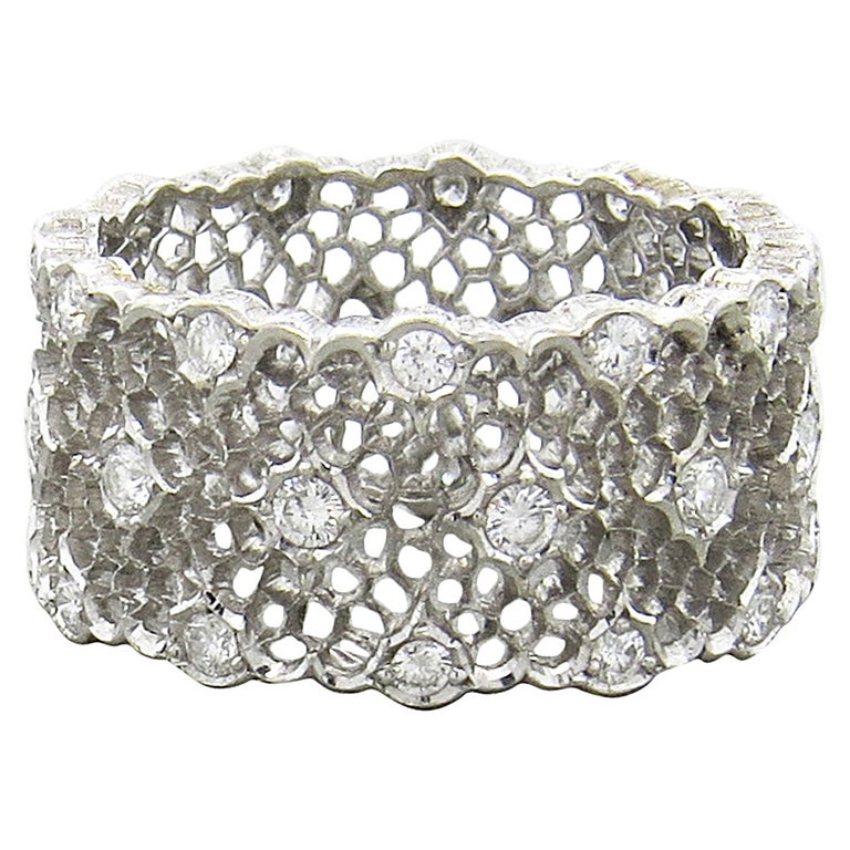 Buccellati Honeycomb Tulle Broccato Diamond Gold Band Ring at 1stDibs buccellati honeycomb ring buccellati tulle ring buccellati band ring
