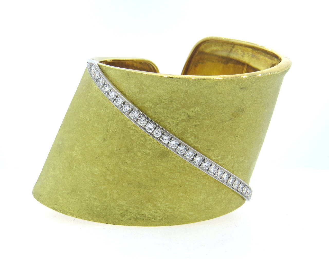 Impressive Bold Diamond Gold Cuff Bracelet 1