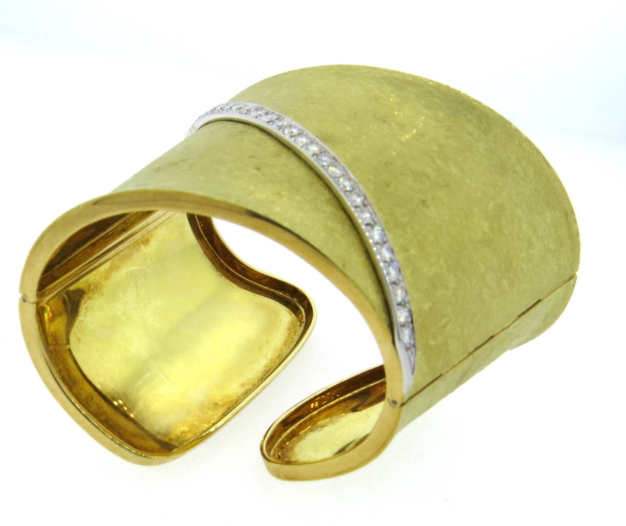 Women's Impressive Bold Diamond Gold Cuff Bracelet