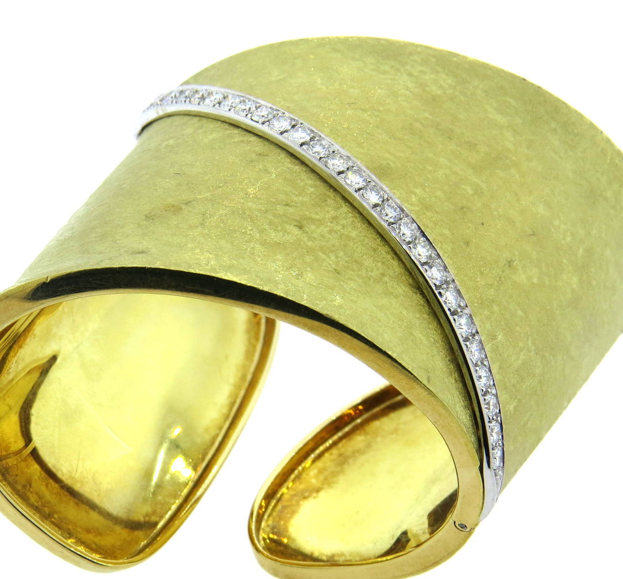 Impressive Bold Diamond Gold Cuff Bracelet 2