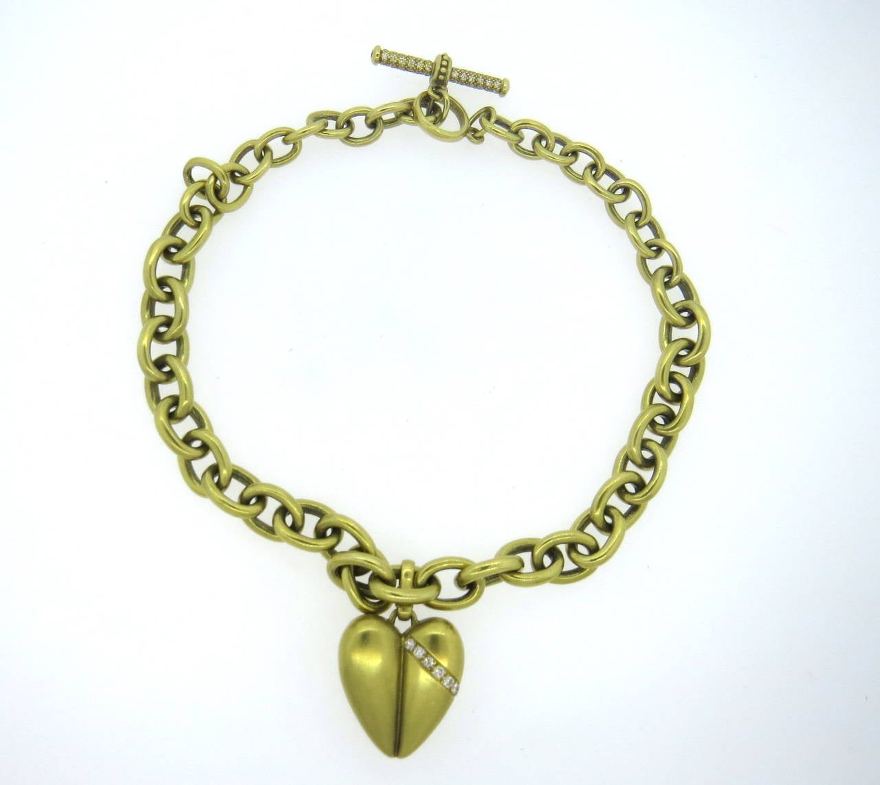 Massive Vahe Naltchayan Diamond Gold Toggle Necklace with Heart Pendant 1