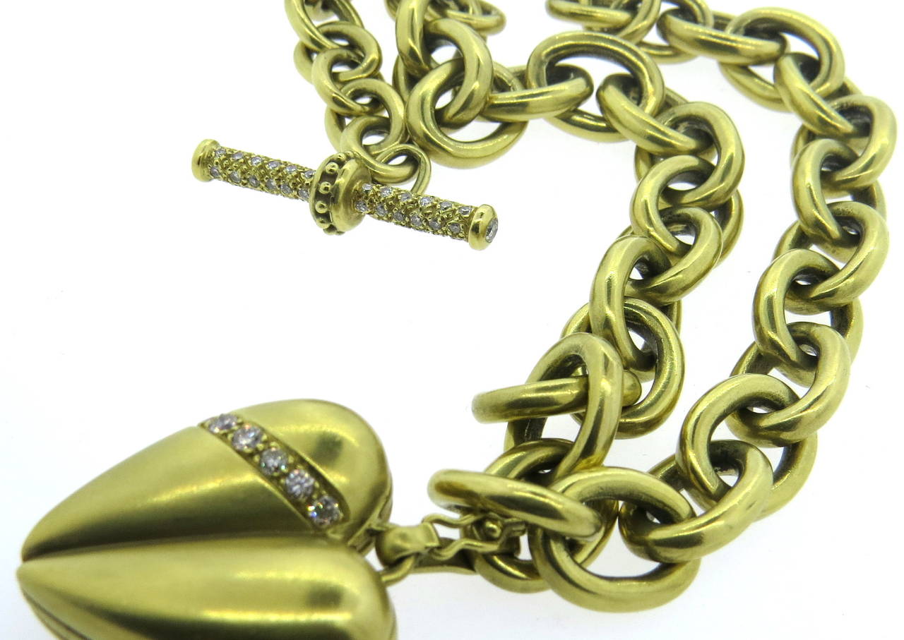 Massive Vahe Naltchayan Diamond Gold Toggle Necklace with Heart Pendant 2