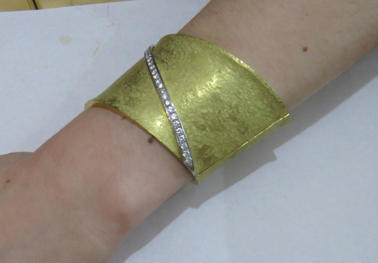 Impressive Bold Diamond Gold Cuff Bracelet 3