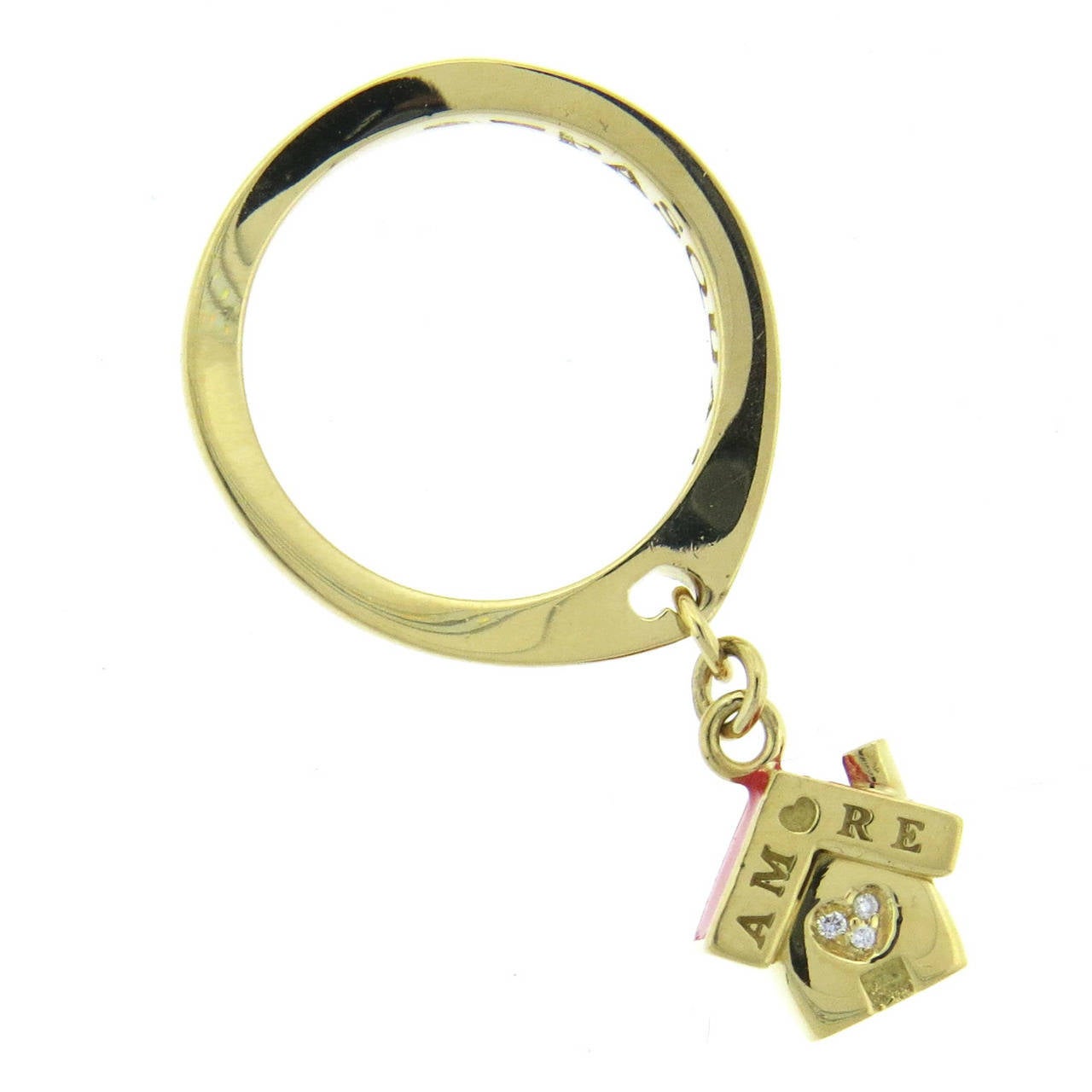 Pasquale Bruni Amore Enamel Diamond Gold Charm Ring