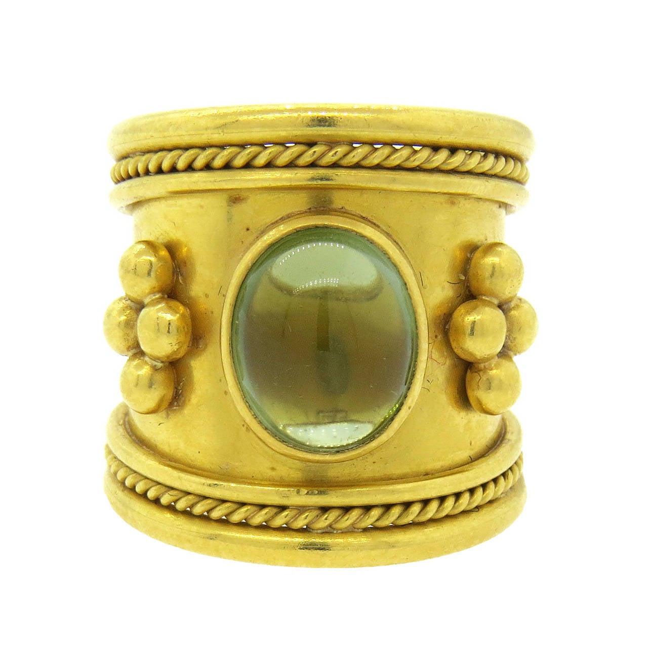 Temple St. Clair Green Tourmaline Gold Cabochon Wide Ring