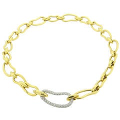 Pomellato Paisley Diamond Gold Large Link Necklace