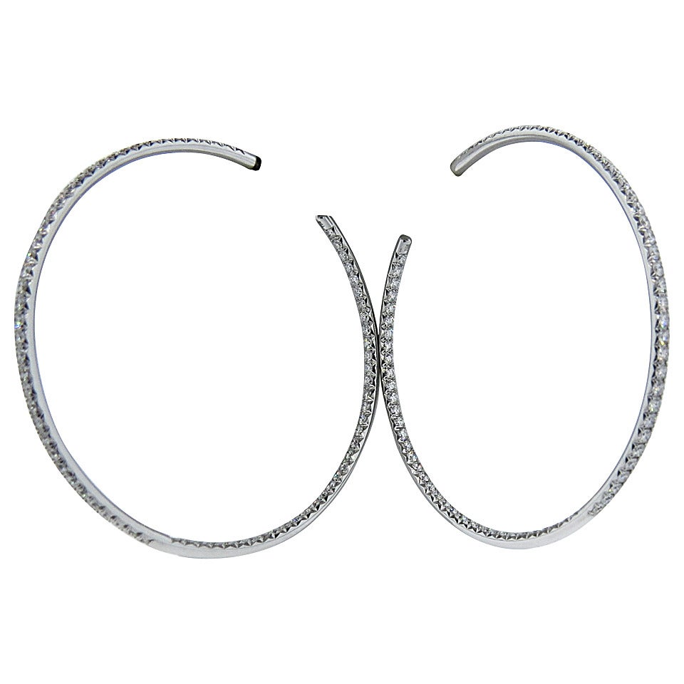 Chopard Large Inside Out Diamond Gold Hoop Earrings