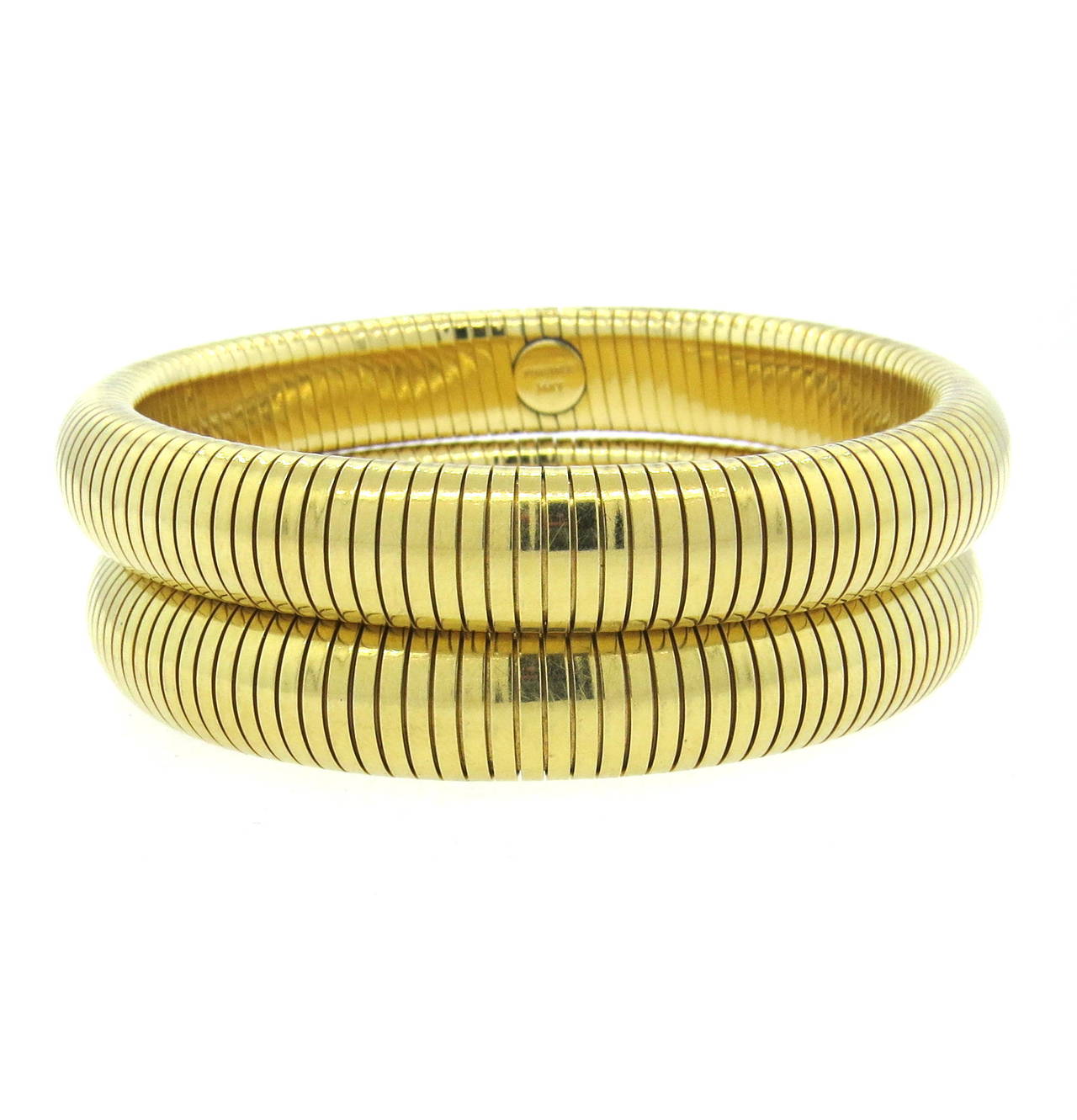 Forstner Retro Gold Flexible Bangle Bracelet Set At 1stdibs Circa 1940s Forstner 14k Gold Bracelet Set Each Bangle Will Fit Up To 7