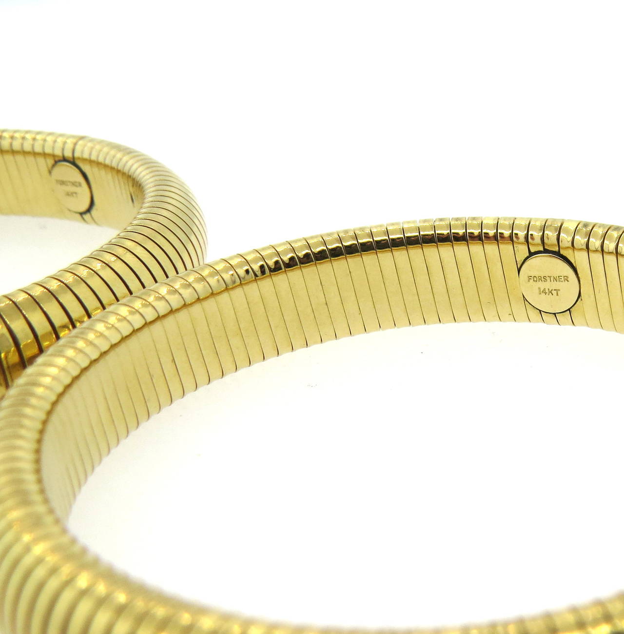 Forstner Retro Gold Flexible Bangle Bracelet Set In Excellent Condition In Lambertville, NJ