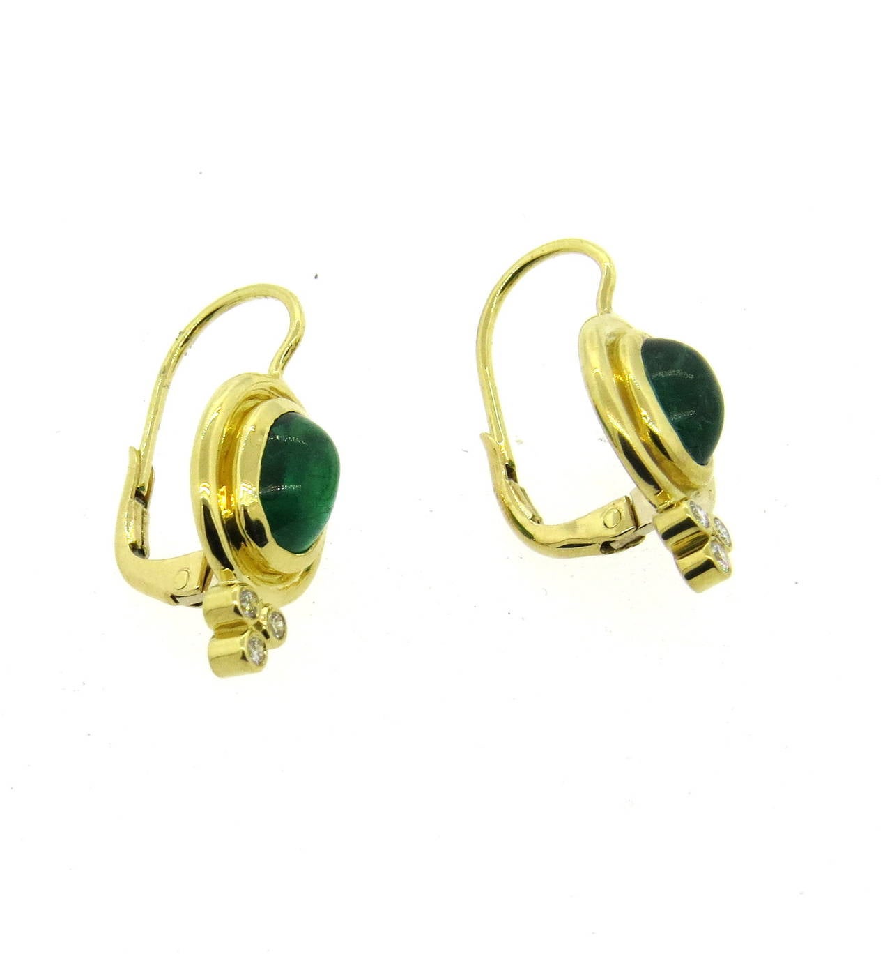 Temple St. Clair Emerald Diamond Gold Cluster Earrings