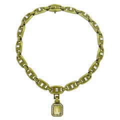 1977 Barry Kieselstein Cord Massive Citrine Diamond Gold Necklace 3