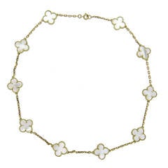 Van Cleef & Arpels Vintage Alhambra Mother of Pearl Gold Ten Motif Necklace