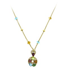 Bulgari Astrale Gem Set Diamond Gold Pendant Necklace