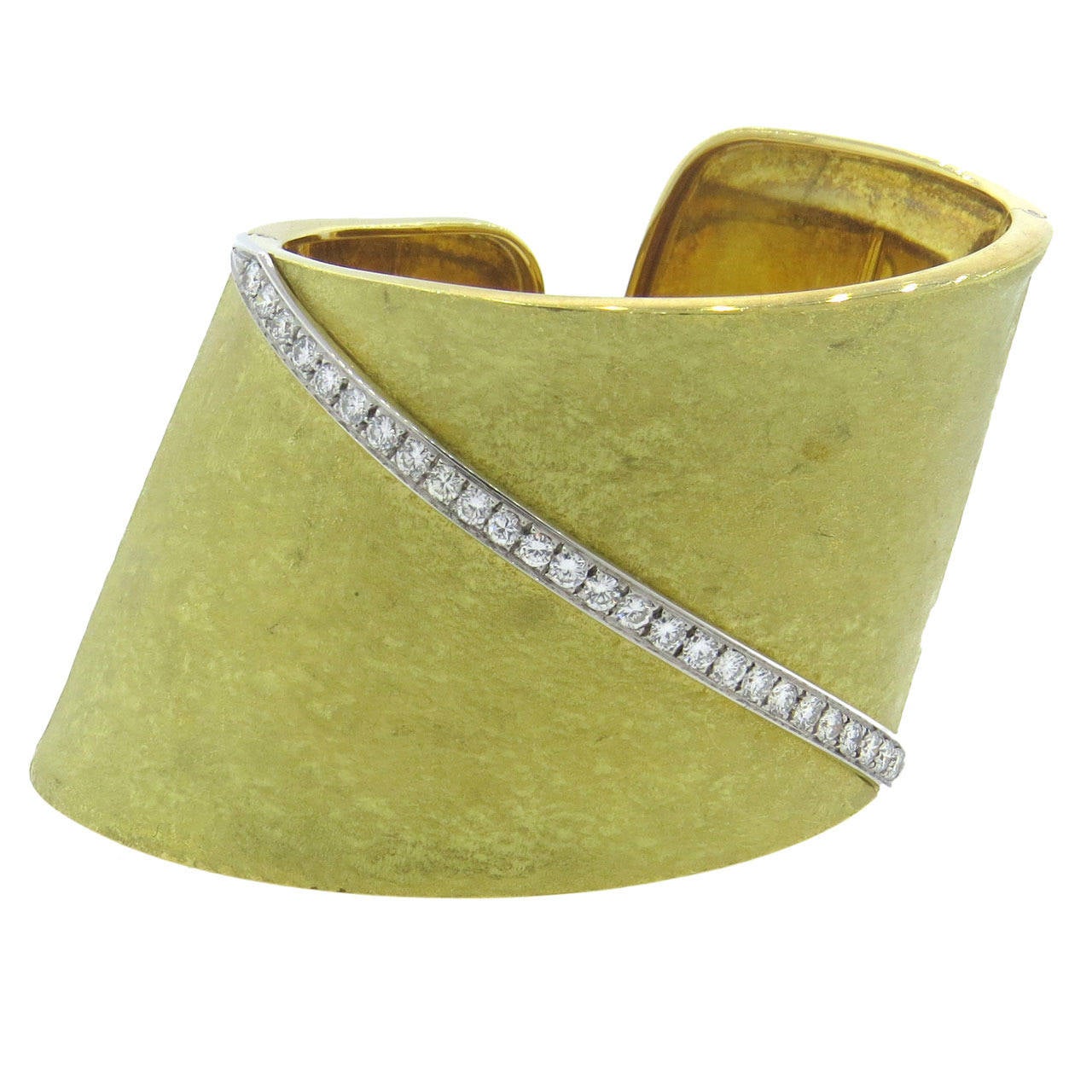 Impressive Bold Diamond Gold Cuff Bracelet