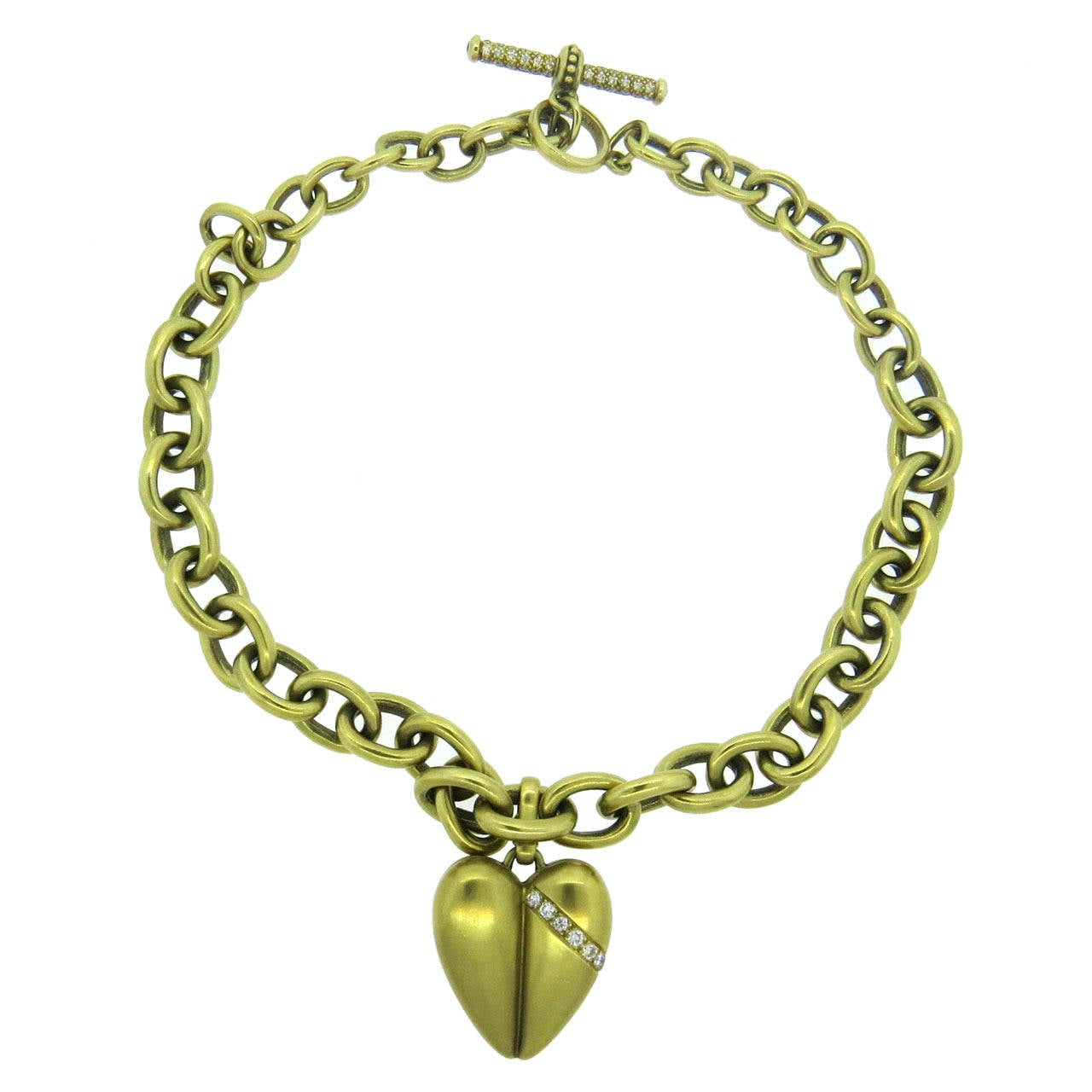Massive Vahe Naltchayan Diamond Gold Toggle Necklace with Heart Pendant