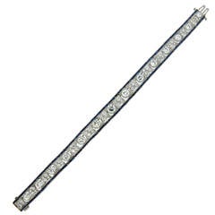 1920s Beautiful Art Deco Sapphire Diamond Platinum Bracelet