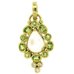 Temple St. Clair Moonstone Peridot Diamond Gold Pendant