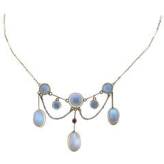 Antique Victorian Moonstone Gold Necklace