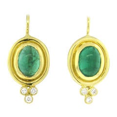 Temple St. Clair Emerald Diamond Gold Cluster Earrings