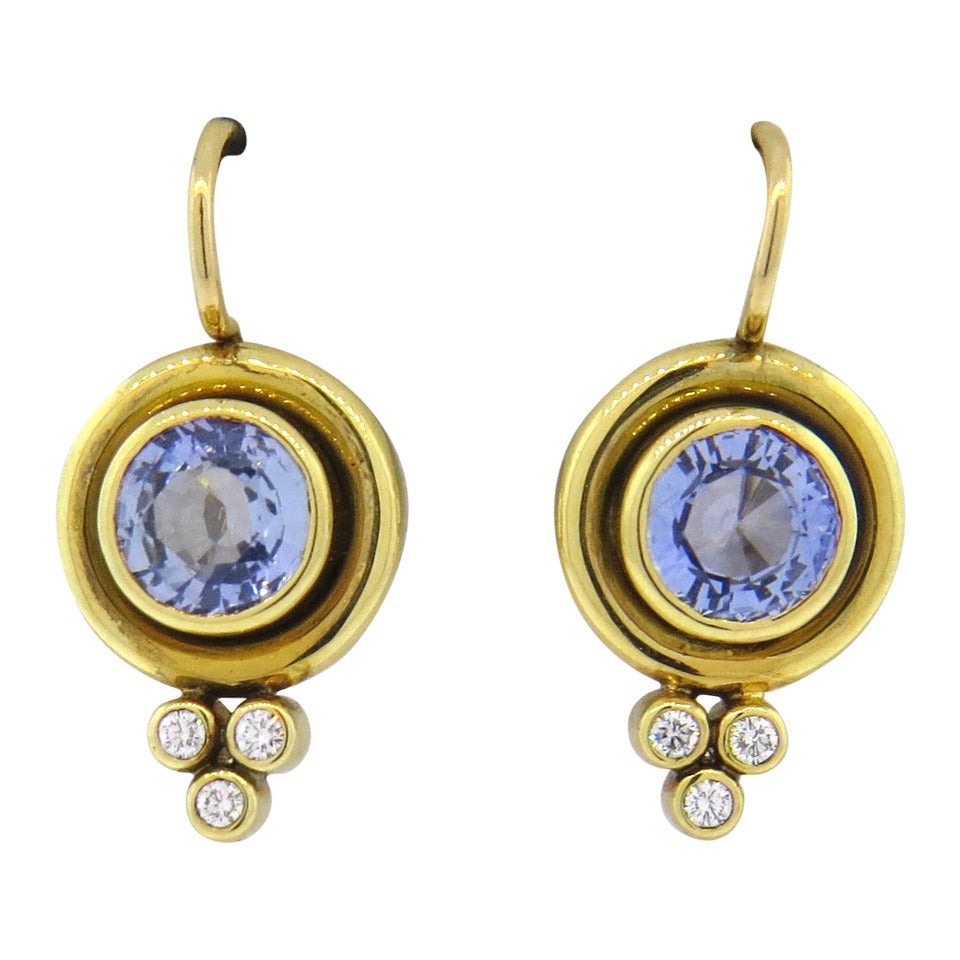 Temple St. Clair Sapphire Diamond Gold Earrings
