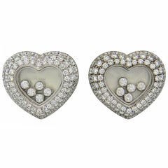 Chopard Floating Diamond Heart Gold Earrings