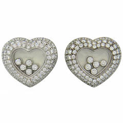 Chopard Floating Diamond Heart Gold Earrings 12