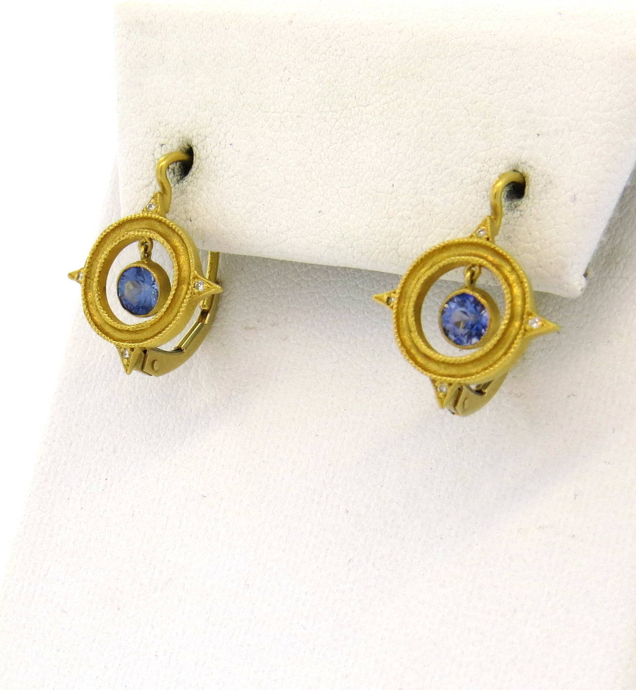 Women's Cathy Waterman Sapphire Diamond Gold Earrings
