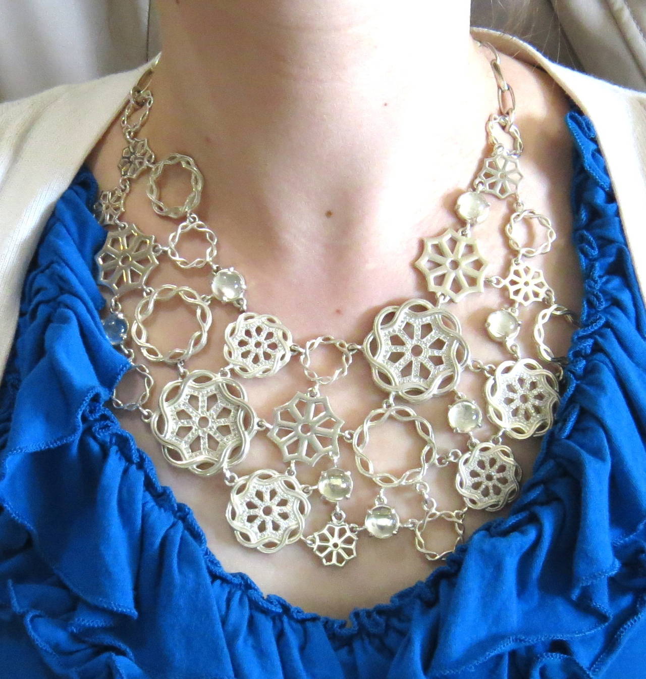 Slane Fenestra Collier plastron en argent sterling avec pierres de lune et diamants