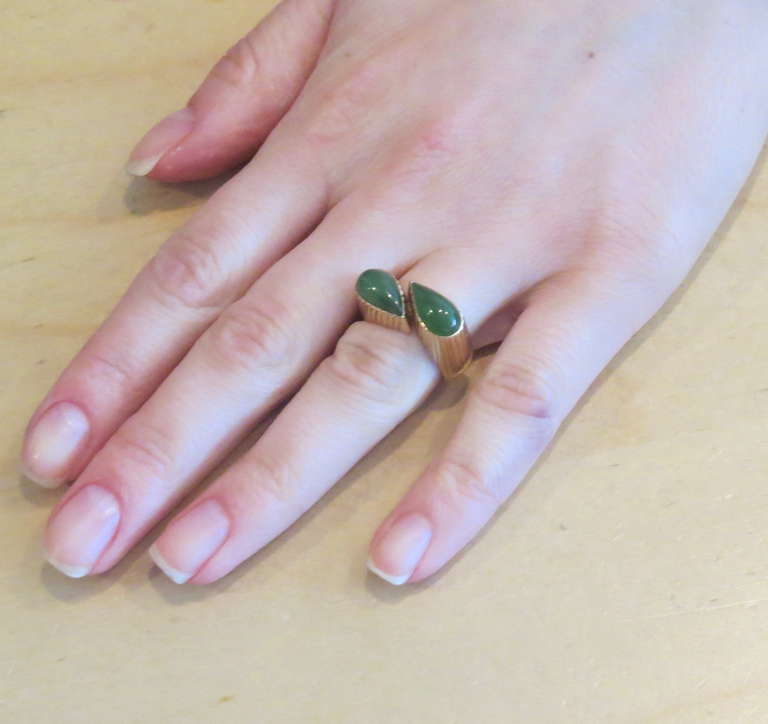 Women's Mid Century Gold Nephrite Jade Ring
