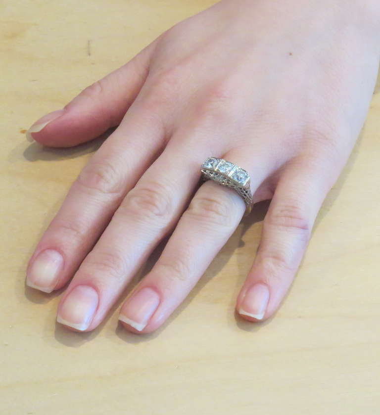 Three stone filigree engagement rings