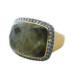 Gold Quartz Diamond Cocktail Ring 9