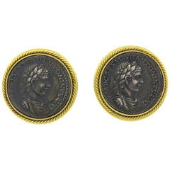 Ancient Coin Gold Earrings