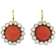 Renee Lewis Coral Diamond Gold Earrings