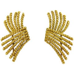Tiffany & Co. Schlumberger V Rope Gold Earrings