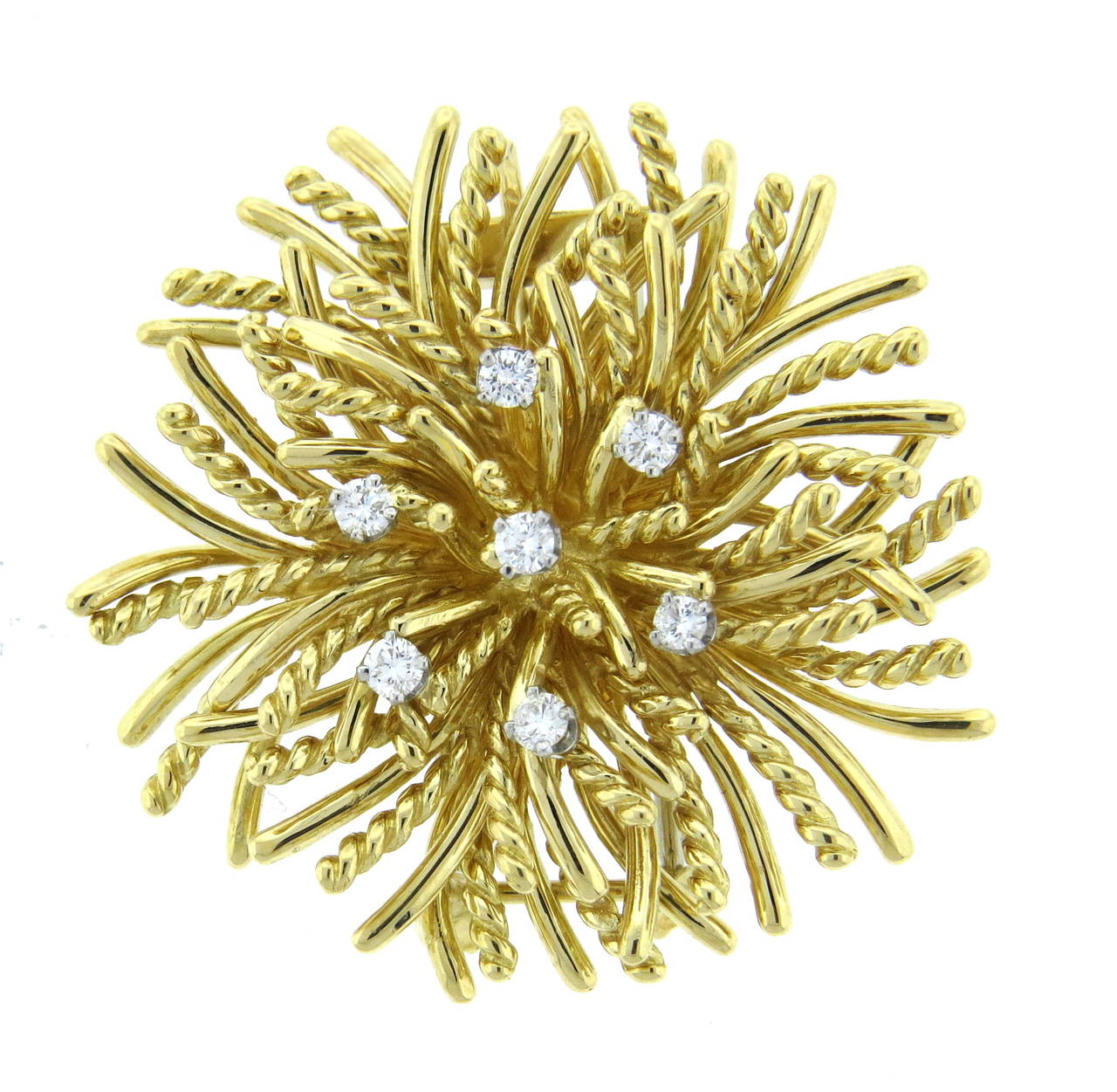 Tiffany & Co. Diamond Gold Anemone Brooch Pendant 1