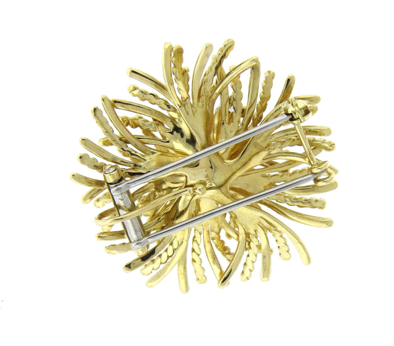 Tiffany & Co. Diamond Gold Anemone Brooch Pendant In Excellent Condition In Lambertville, NJ