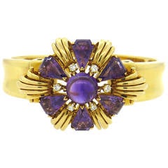 Beautiful Amethyst Diamond Gold Bracelet 12