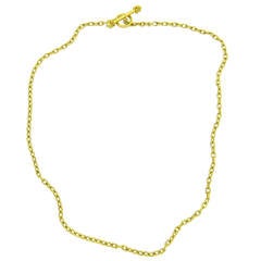 Elizabeth Locke Very Fine Hammered Link Gold Toggle Necklace