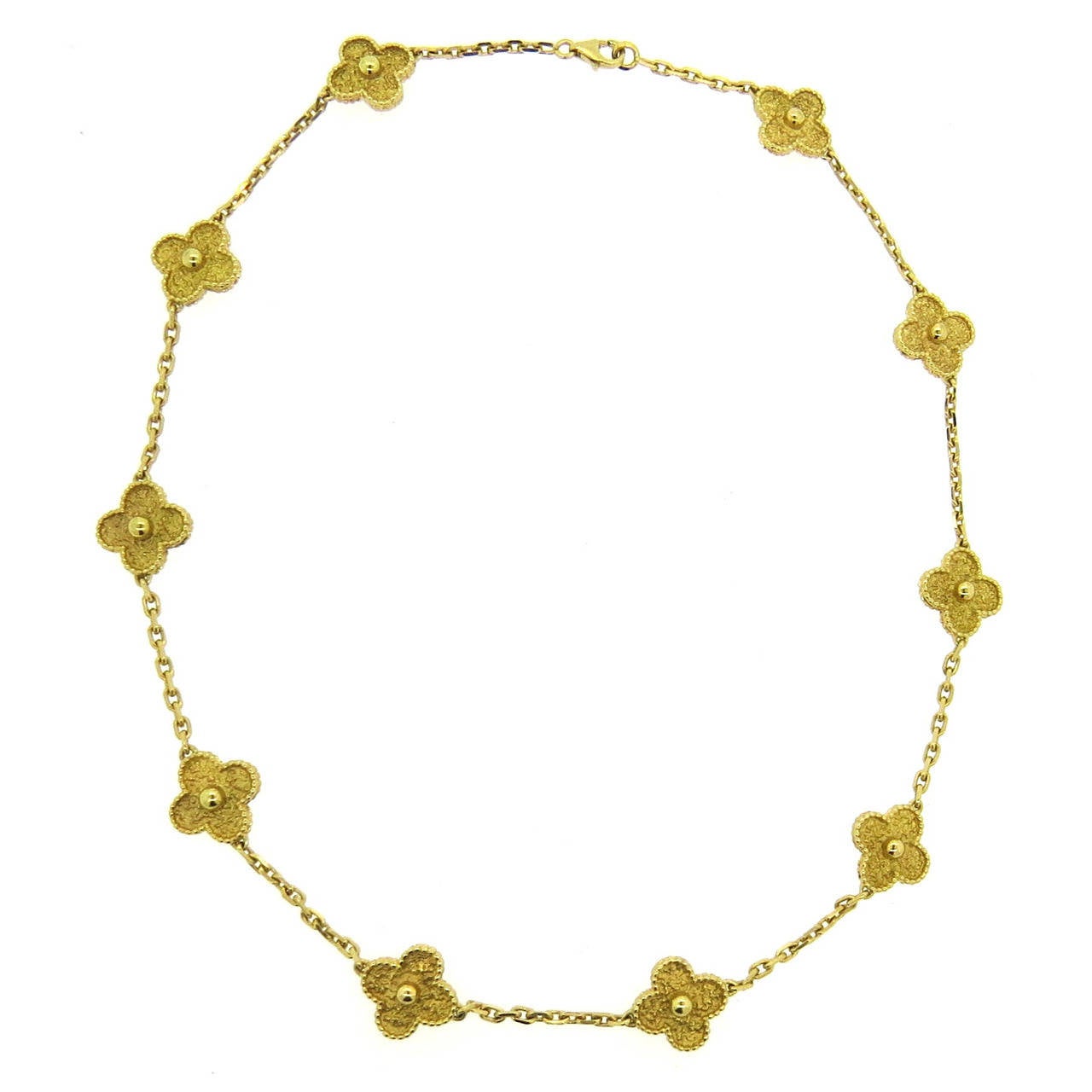 Van Cleef and Arpels Vintage Alhambra Gold Ten Motif Clover Necklace at ...