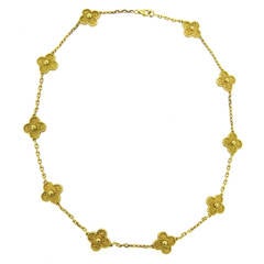 Van Cleef & Arpels Vintage Alhambra Gold Ten Motif Clover Necklace