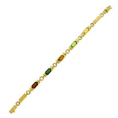 Bulgari Multicolor Gemstone Gold Bracelet