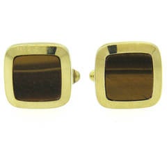 1960s English Gold Tiger's Eye Cufflinks