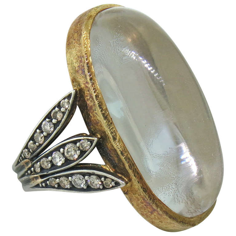 H Stern Gold Silver Rock Crystal Diamond Ring