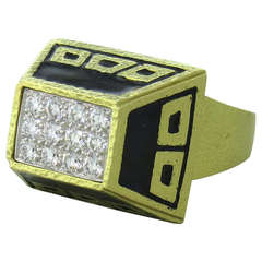 Iconic David Webb Diamond Enamel Gold Ring 2