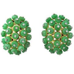 Impressive Jade Diamond Gold Earrings